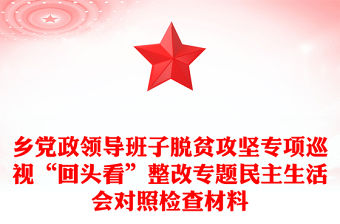 鄉黨政領導班子脫貧攻堅專項巡視“回頭看”整改專題民主生活會對照檢查材料