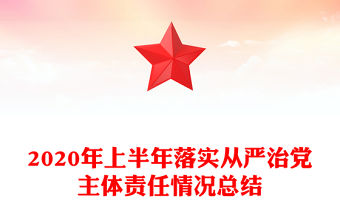 2020年上半年落實從嚴治黨主體責任情況總結
