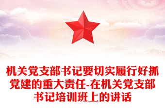 機關(guān)黨支部書記要切實履行好抓黨建的重大責任-在機關(guān)黨支部書記培訓班上的講話