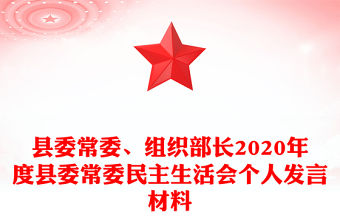 縣委常委、組織部長2020年度縣委常委民主生活會個人發言材料
