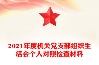 2021年度機關黨支部組織生活會個人對照檢查材料