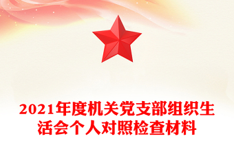 2021年度機關黨支部組織生活會個人對照檢查材料