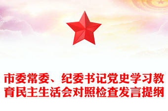市委常委、紀(jì)委書記黨史學(xué)習(xí)教育民主生活會對照檢查發(fā)言提綱