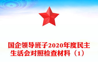 國企領導班子2020年度民主生活會對照檢查材料（1）