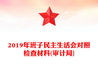 2019年班子民主生活會(huì)對(duì)照檢查材料(審計(jì)局}