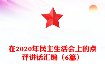 在2020年民主生活會上的點評講話匯編（6篇）
