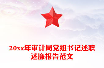 20xx年審計局黨組書記述職述廉報告范文