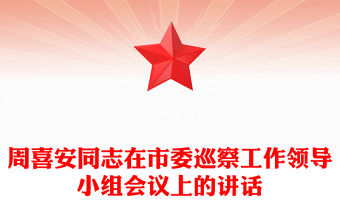 周喜安同志在市委巡察工作領導小組會議上的講話