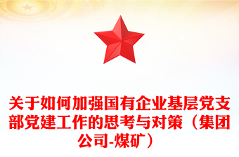 關(guān)于如何加強(qiáng)國(guó)有企業(yè)基層黨支部黨建工作的思考與對(duì)策（集團(tuán)公司-煤礦）