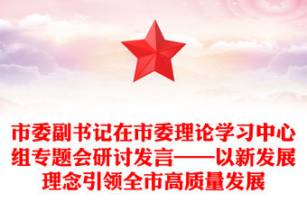 市委副書記在市委理論學習中心組專題會研討發言——以新發展理念引領全市高質量發展