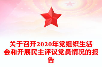 關于召開2020年黨組織生活會和開展民主評議黨員情況的報告