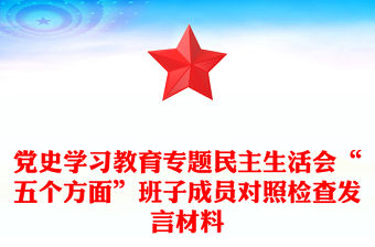 黨史學習教育專題民主生活會“五個方面”班子成員對照檢查發言材料
