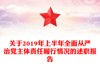 關于2019年上半年全面從嚴治黨主體責任履行情況的述職報告