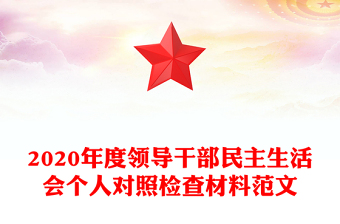 2020年度領(lǐng)導(dǎo)干部民主生活會個人對照檢查材料范文