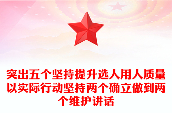 突出五個堅持提升選人用人質(zhì)量以實際行動堅持兩個確立做到兩個維護講話