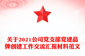 關于2021公司黨支部黨建品牌創建工作交流匯報材料范文