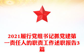 2021履行黨組書記抓黨建第一責任人的職責工作述職報告3篇
