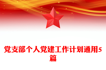 黨支部個人黨建工作計劃通用5篇