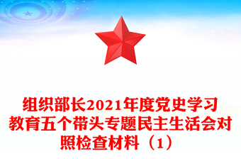 組織部長(zhǎng)2021年度黨史學(xué)習(xí)教育五個(gè)帶頭專題民主生活會(huì)對(duì)照檢查材料(1)