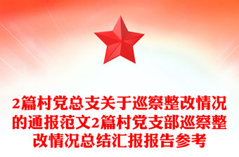 2篇村黨總支關于巡察整改情況的通報范文2篇村黨支部巡察整改情況總結匯報報告參考