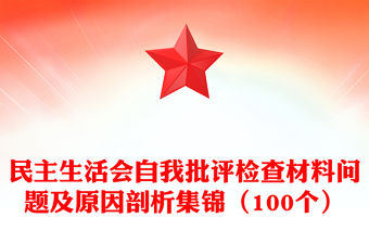 民主生活會自我批評檢查材料問題及原因剖析集錦（100個）