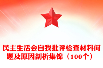 民主生活會(huì)自我批評(píng)檢查材料問(wèn)題及原因剖析集錦（100個(gè)）