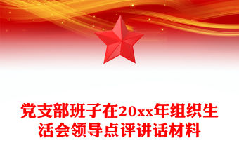 黨支部班子在20xx年組織生活會領導點評講話材料