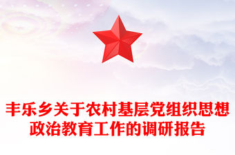 豐樂鄉(xiāng)關于農村基層黨組織思想政治教育工作的調研報告