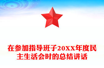 在參加指導班子20XX年度民主生活會時的總結講話