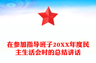 在參加指導班子20XX年度民主生活會時的總結講話