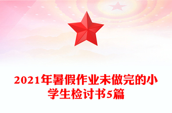2021年暑假作業(yè)未做完的小學(xué)生檢討書5篇