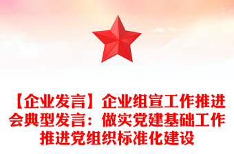 【企業(yè)發(fā)言】企業(yè)組宣工作推進(jìn)會典型發(fā)言:做實黨建基礎(chǔ)工作推進(jìn)黨組織標(biāo)準(zhǔn)化建設(shè)