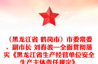 （黑龍江省 鶴崗市）市委常委、副市長 劉春波—全面貫徹落實《黑龍江省生產(chǎn)經(jīng)營單位安全生產(chǎn)主體責任規(guī)定》