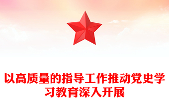 以高質(zhì)量的指導(dǎo)工作推動黨史學習教育深入開展