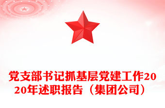 黨支部書記抓基層黨建工作2020年述職報告（集團公司）