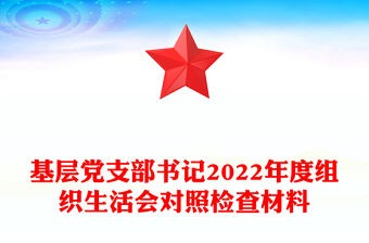 基層黨支部書記2022年度組織生活會(huì)對(duì)照檢查材料
