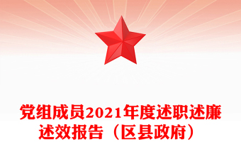 黨組成員2021年度述職述廉述效報(bào)告（區(qū)縣政府）