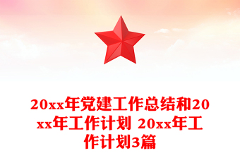 20xx年黨建工作總結(jié)和20xx年工作計(jì)劃 20xx年工作計(jì)劃3篇