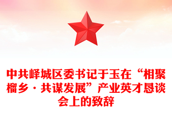 中共嶧城區(qū)委書記于玉在“相聚榴鄉(xiāng)·共謀發(fā)展”產(chǎn)業(yè)英才懇談會上的致辭