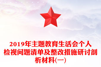 2019年主題教育生活會個人檢視問題清單及整改措施研討剖析材料(一)
