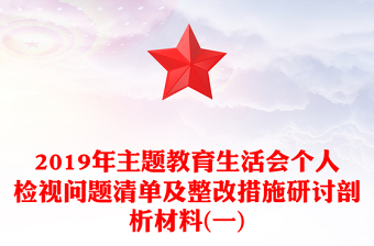 2019年主題教育生活會(huì)個(gè)人檢視問(wèn)題清單及整改措施研討剖析材料(一)
