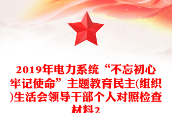 2019年電力系統(tǒng)“不忘初心牢記使命”主題教育民主(組織)生活會(huì)領(lǐng)導(dǎo)干部個(gè)人對(duì)照檢查材料2