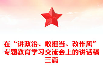 在“講政治、敢擔當、改作風”專題教育學習交流會上的講話稿三篇