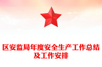 區安監局年度安全生產工作總結及工作安排