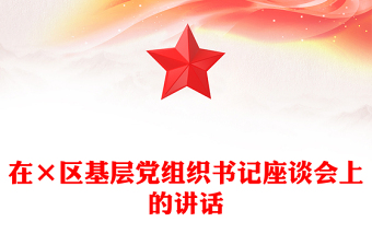 在×區(qū)基層黨組織書記座談會上的講話