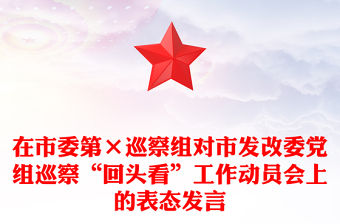 在市委第×巡察組對市發改委黨組巡察“回頭看”工作動員會上的表態發言