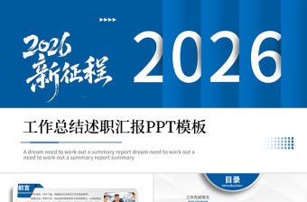 2026藍色精品年終工作總結述職匯報PPT模板下載