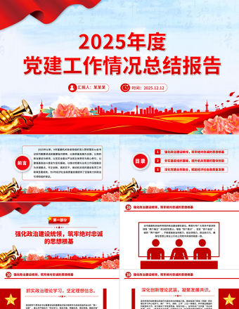 2025年度黨建工作情況總結報告PPT模板下載