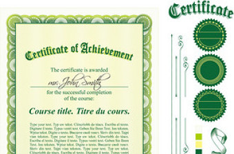 绿色矢量国外授权证书设计