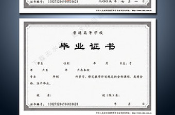 2021普通高等學校高中大學畢業(yè)證書PSD模板